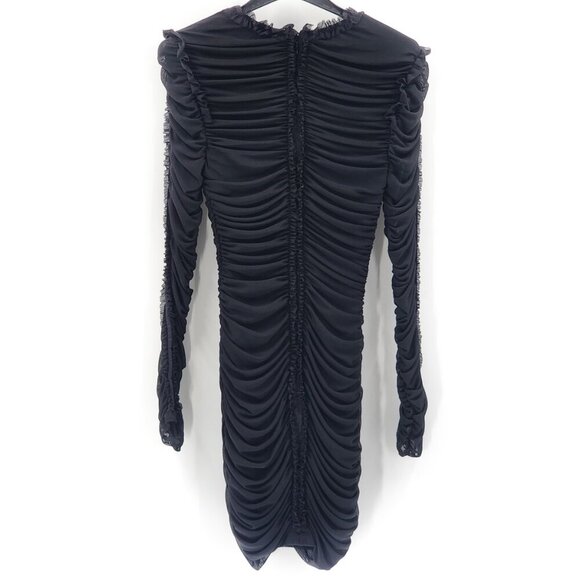 NBD x Revolve Las Olas Black Ruched Mesh Long Sleeve Dress Bodycon - Picture 5 of 7